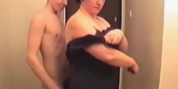 Russian mature mother Liza fucked with a student in the hallway