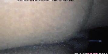 Cum dripping slowly out of black pussy