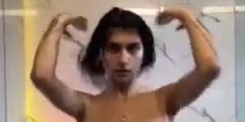 Mia Khalifa Big Boobs Bathroom Tease Onlyfans Leak (Mathangi Arulpragasam)