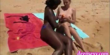 Threesome on beach