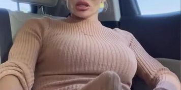 shemale cums in car