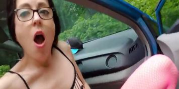 Spray Piss Out Of My Car In Fishnets. Almost Got Caught!