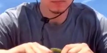 Look at this hottie bust a nut in his canoe while fishing.....