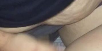 Him jerking off to my pussy then putting a small load on it  (Fatpussy)