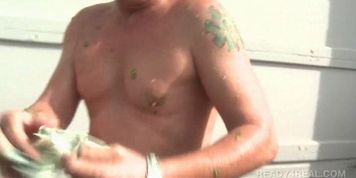 Naked guy dared to play sex games for money