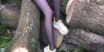 In the forest in black tights