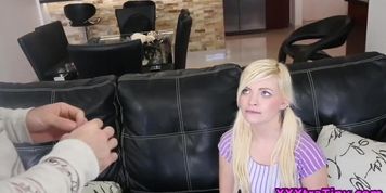 Tiny pigtails teen rammed