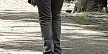Caught granny wide hips flash bulge