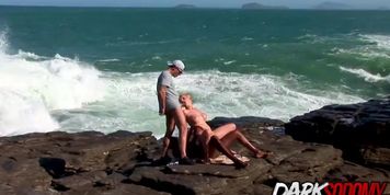 Seaside Interracial DP for Gorgeous Busty Blonde Tarra White
