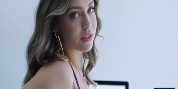 Teen latina babe Alina Lopez gives a hot striptease in the office