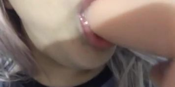 Girl sucking dildo like a baby (baby girl)