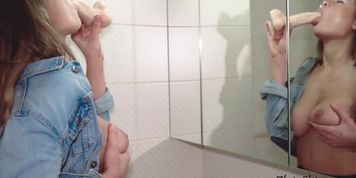 Busty girl with herself in the Bathroom (Zlata Shine)