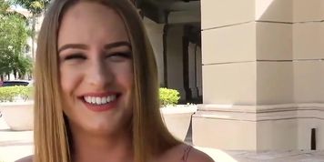 Blonde flashes ass for money in public