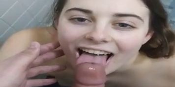 Blowjob and cum mouth in amateur norwegian teen from horer.eu