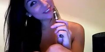 Sexy Brunette Rubs Juicy Clit