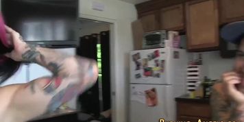 Pierced emo slut rides