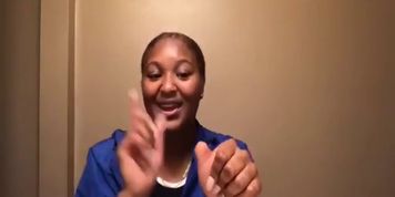 thumb amputee with long nails talking