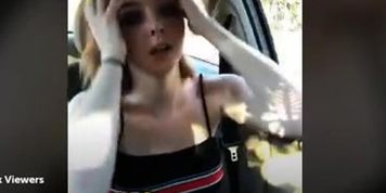 Girl flashing boobs in car live on periscope