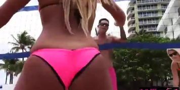 Bikini BFFs twerking their hot asses by the beach and orgy