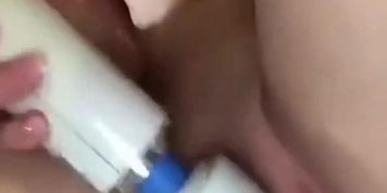 Blonde alone at home masturbating with vibrator