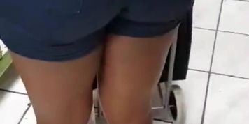 Ebony Booty in Tight Shorts Panty Line Shopping Candid Voyeur - Anika Heart 