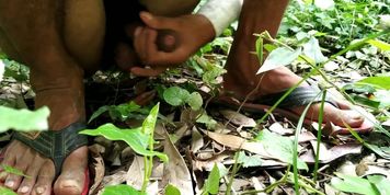 Village outdoor sex in forest and handjob