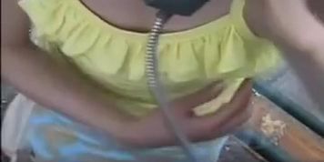 Street voyeur video with asian broad talking on the phone (Who want)