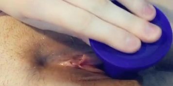 Fucking myself with purple dildo