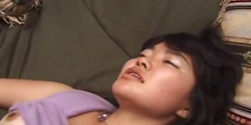 GOT PUBES - Hot Asian girl satisfies her hairy cunt