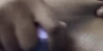 Ebony Creaming With The Help Of Vibrator 