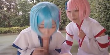 Rem and Ram Lesbian and Threesome