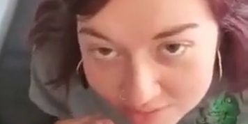 Dumb pawg gets face covered in my cum