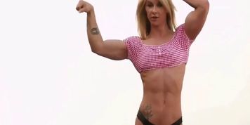Stunning Blonde flexing pt1