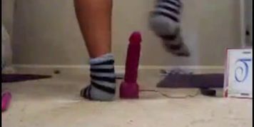 Black babe with big booty rides pink dildo (Bootylicious)