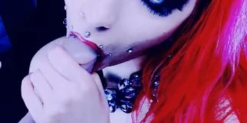Pierced Goth Chick Virtual Sloppy Blowjob