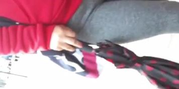 Close up latina pussy prints in tights