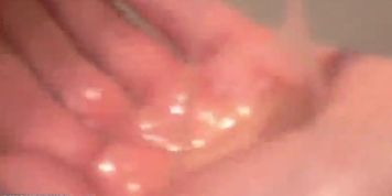 Teen is brushing her teeth with cum