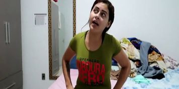 Huge ass brasilian MILF in too short green minidress upskirt while cleaning