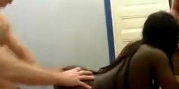 Black girl can't stop smiling while getting manhandled by two white guys