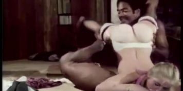 Vintage blonde plays with lots of rough black cocks 1