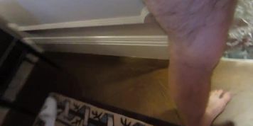 Sneaky peek of wife getting into bath