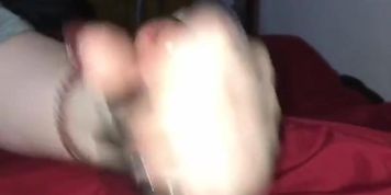 Handjob with slutty black nails 