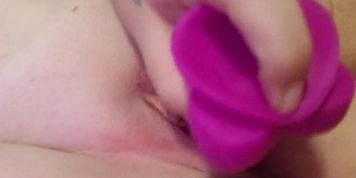 I love to cum on my purple dildo 
