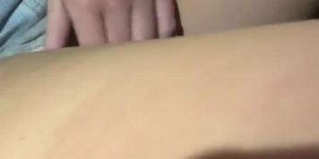 Blonde teen getting herself off in a car park