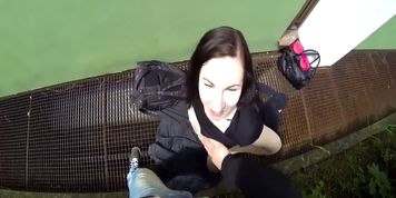Fucking Glasses - Out-of-town gal fucked outside