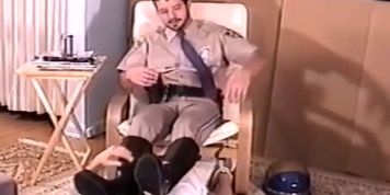 Hot Cop Gets his boots licked by house slave