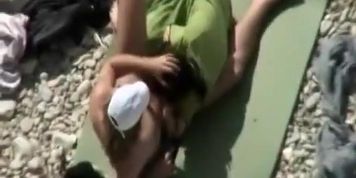 Blowjob and screw next to nudist woman