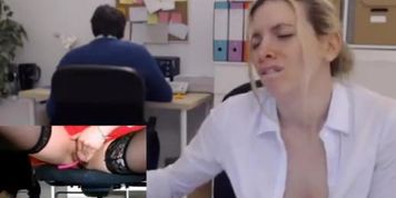 Secretary Cums For Her Boss on Webcam