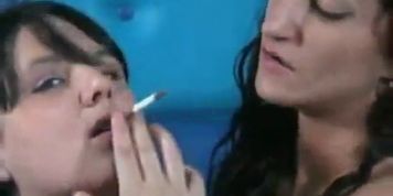 Smoking fetish lesbians kiss