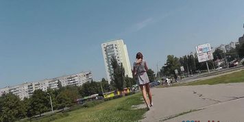 Oops upskirts scene with perfect young beauty (Amanda Logue, Sunny Day)